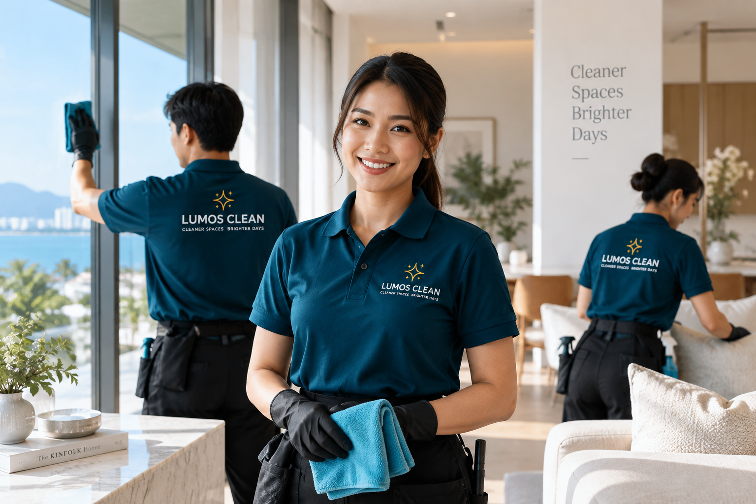 Lumos Clean team members cleaning a bright home in Pattaya